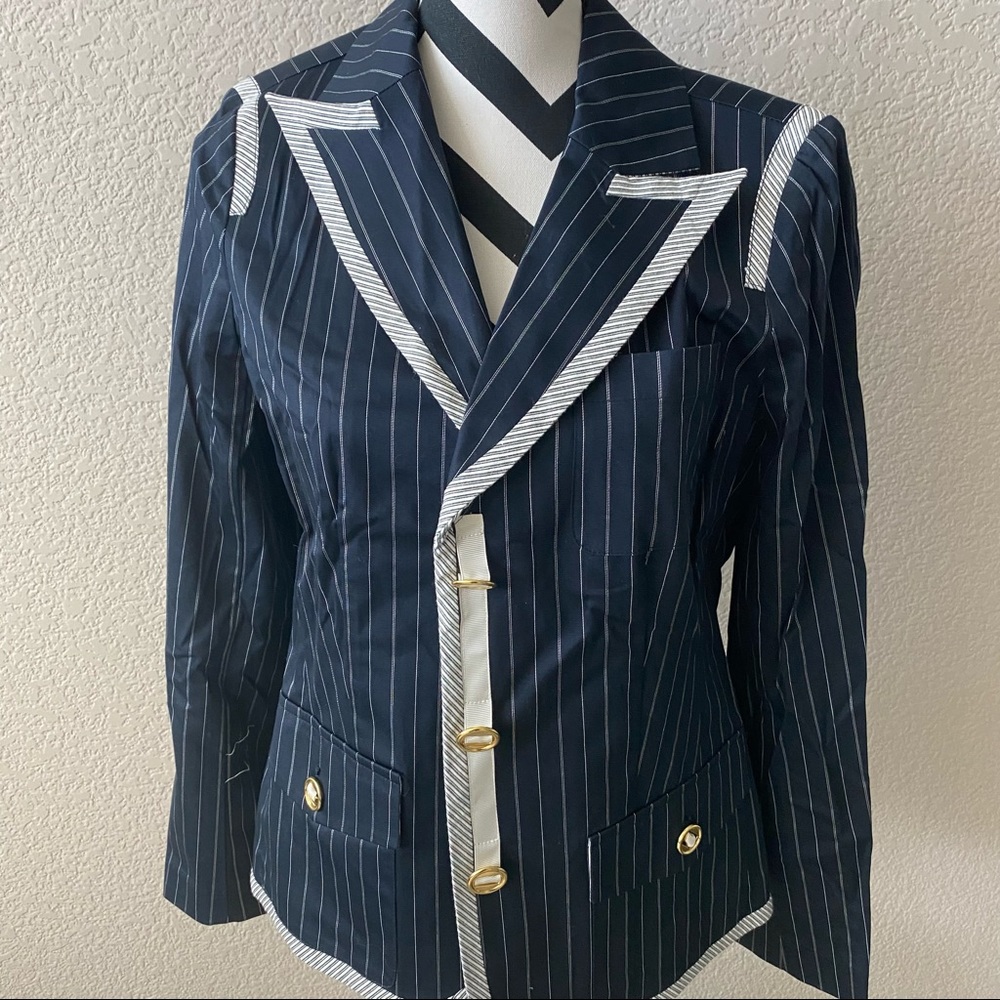 Deed Collection || navy pinstriped blazer jacket